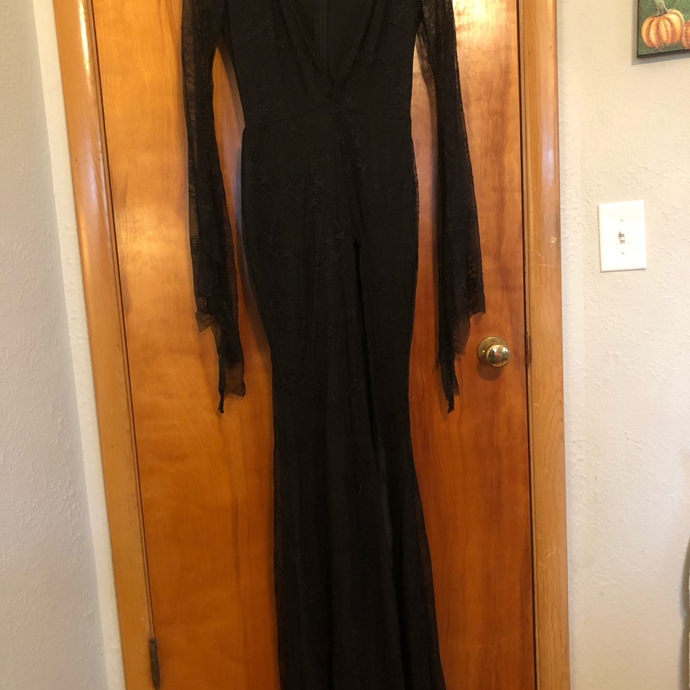 Black Lace Long-Sleeve Evening Gown